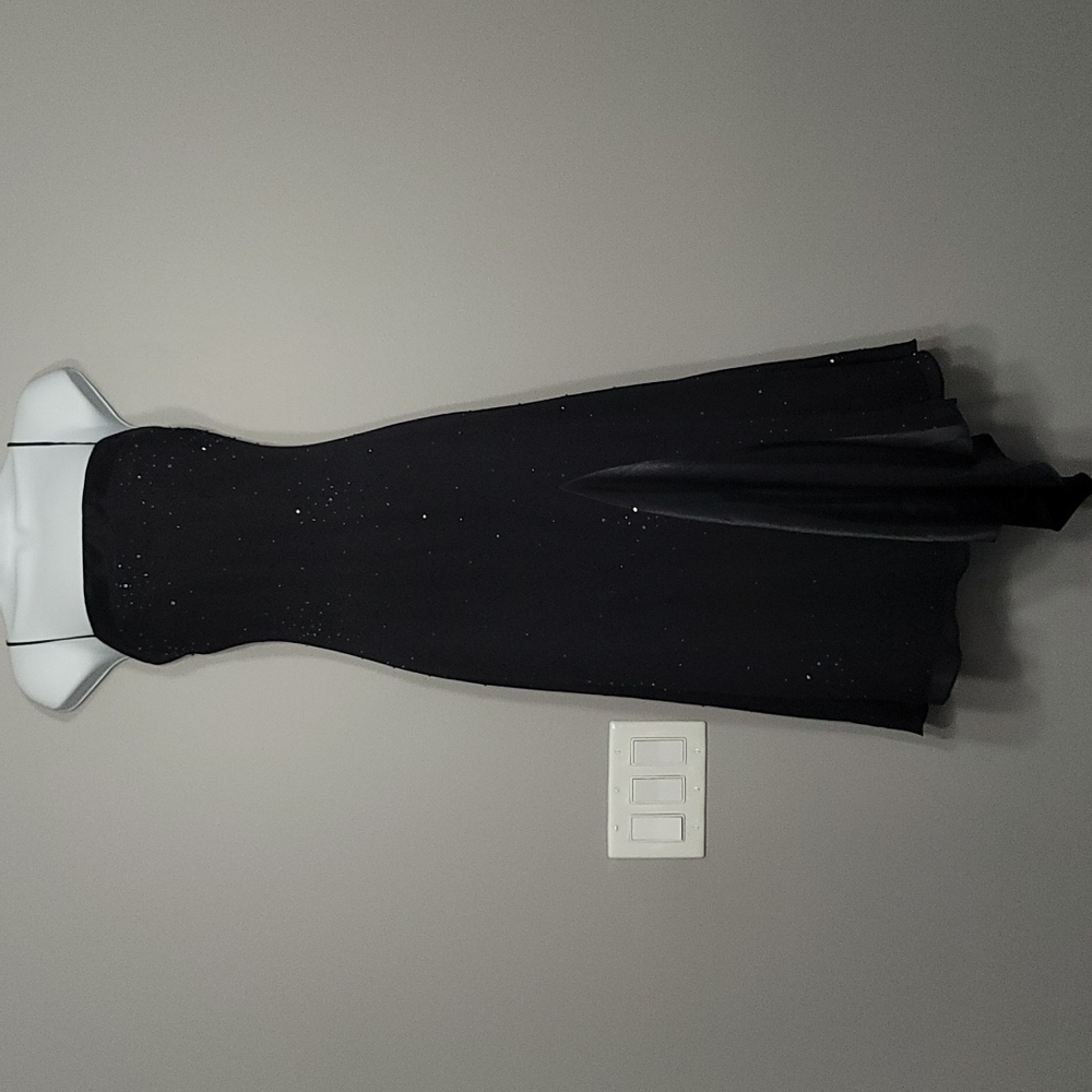 Black Beaded Chiffon Cocktail Dress, Size 8
